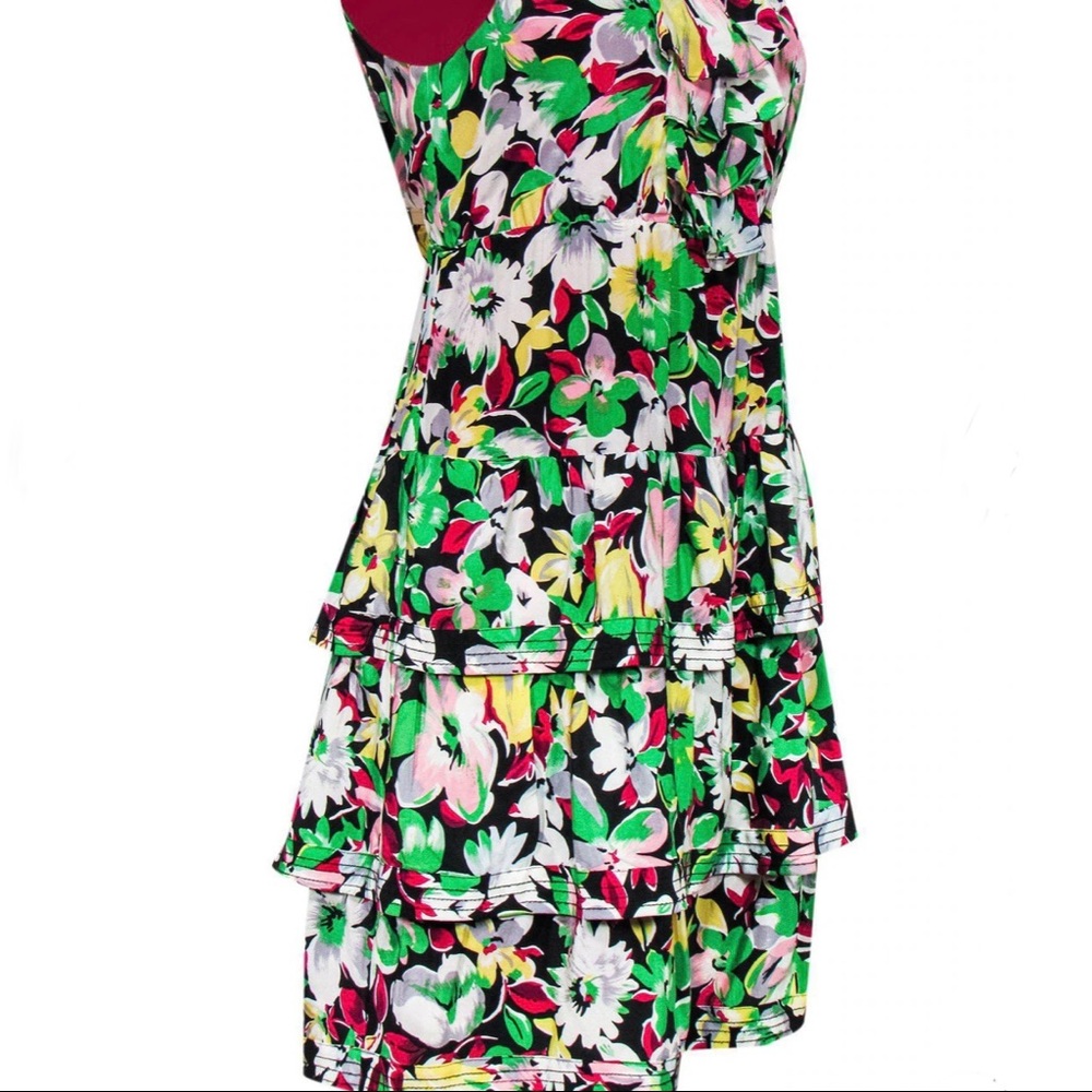 Moulinette Soeurs Fit & Flare 100% Silk Sleeveless Floral Tiered Ruffle Size: 0 - Picture 3 of 10